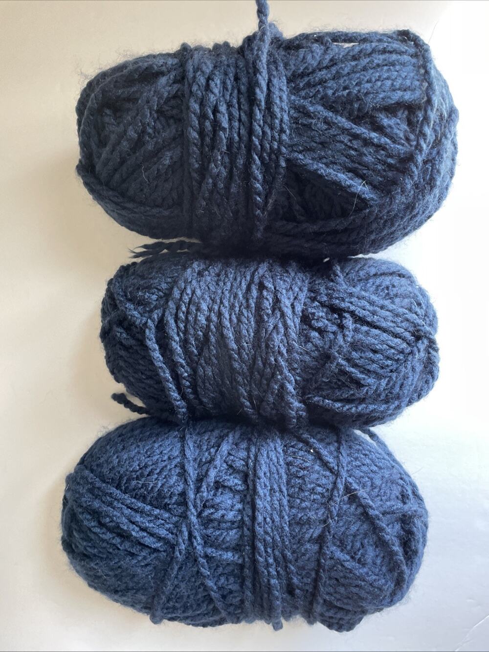 Lot 3 Bunch Bulky Navy Blue Yarn Unbranded Acrylic